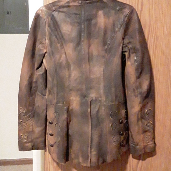 All Saints karst military leather tailcoat jacket - Picture 5 of 7